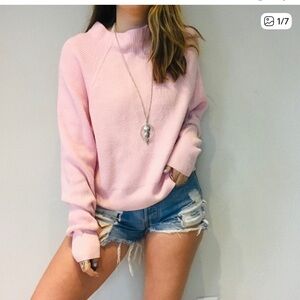 Free People Soft Pink Crew Neck Sweater
